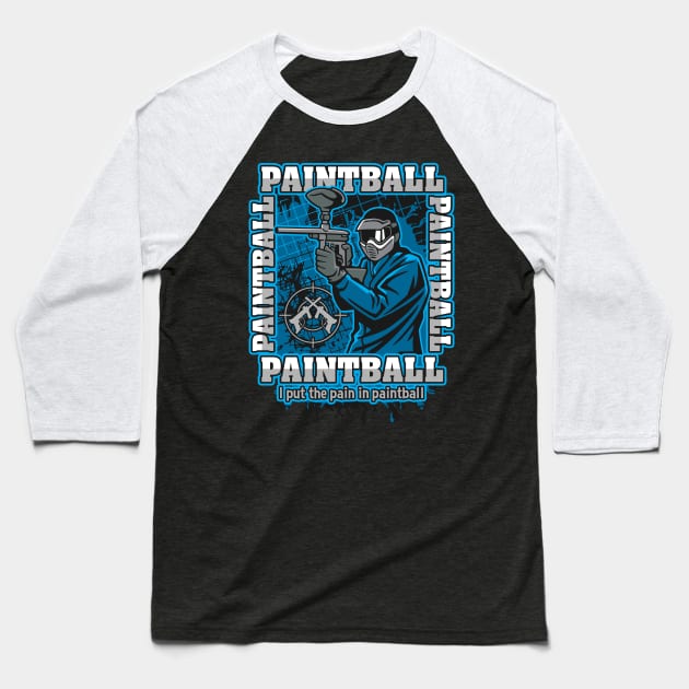 Paintball Player Blue Team Baseball T-Shirt by RadStar